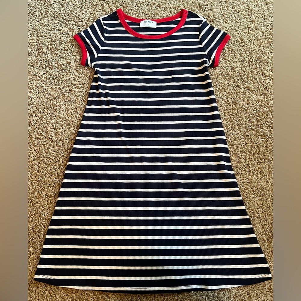 Old Navy Girls Striped Short Sleeved Dress Kids Size Extra Large 14.